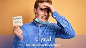  Presentation with security alert - Colorful slide deck enhanced with young-man-wearing-medical-security backdrop and a teal colored foreground