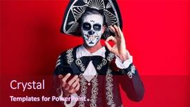  Presentation with mexican day - Colorful presentation enhanced with young-man-wearing-mexican-day backdrop and a wine colored foreground