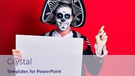  Presentation with mexican day - Beautiful presentation theme featuring young-man-wearing-mexican-day backdrop and a sky blue colored foreground