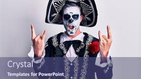  Presentation with mexican day - Amazing slide deck having young-man-wearing-mexican-day backdrop and a ocean colored foreground