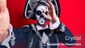  Presentation with young man wearing a hat - Slide deck with young-man-wearing-mexican-day background and a navy blue colored foreground