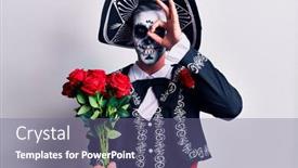  Presentation with mexican day - Cool new presentation theme with young-man-wearing-mexican-day backdrop and a violet colored foreground