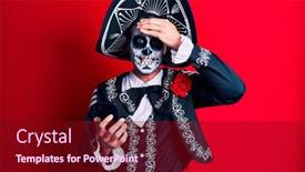  Presentation with mexican day - Beautiful PPT theme featuring young-man-wearing-mexican-day backdrop and a wine colored foreground