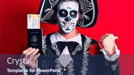  Presentation with mexican day - PPT theme having young-man-wearing-mexican-day background and a navy blue colored foreground