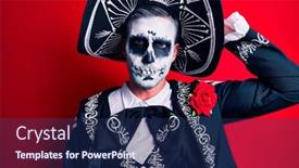  Presentation with mexican day - PPT theme with young-man-wearing-mexican-day background and a navy blue colored foreground