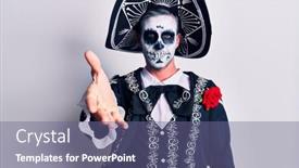  Presentation with mexican day - Slide deck having young-man-wearing-mexican-day background and a ocean colored foreground