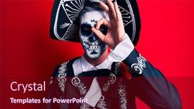  Presentation with mexican day - PPT layouts consisting of young-man-wearing-mexican-day background and a wine colored foreground