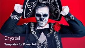  Presentation with mexican day - PPT layouts with young-man-wearing-mexican-day background and a navy blue colored foreground