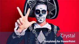  Presentation with mexican day - Presentation theme consisting of young-man-wearing-mexican-day background and a navy blue colored foreground