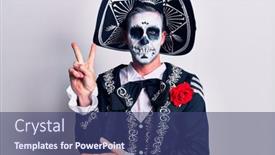  Presentation with mexican day - PPT theme featuring young-man-wearing-mexican-day background and a ocean colored foreground