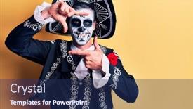  Presentation with mexican day - Audience pleasing presentation design consisting of young-man-wearing-mexican-day backdrop and a navy blue colored foreground