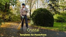  Presentation with autumn leaves - Slides enhanced with young-man-wearing-plaid-shirt background and a tawny brown colored foreground