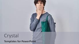  Presentation with reusable - Presentation theme with young-man-wearing-reusable-bag background and a  colored foreground