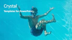  Presentation with young man wearing a hat - Audience pleasing slides consisting of young man wearing snorkel underwater backdrop and a teal colored foreground