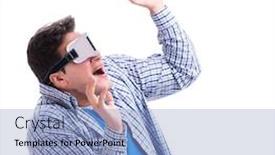  Presentation with virtual reality - Beautiful PPT layouts featuring young-man-wearing-virtual-reality backdrop and a light blue colored foreground