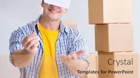  Presentation with glasses - Slide deck featuring young-man-wearing-vr-glasses background and a coral colored foreground