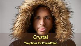  Presentation with studio - Slides with young man wearing winter coat background and a  colored foreground