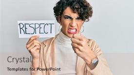  Presentation with respect - PPT theme consisting of young-man-wearing-woman-make background and a soft green colored foreground