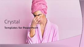  Presentation with stress - Slides having young-man-wearing-woman-make background and a lemonade colored foreground