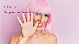  Presentation with fingers - Presentation consisting of young-man-wearing-woman-make background and a lemonade colored foreground