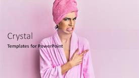  Presentation with forefinger - Beautiful presentation featuring young-man-wearing-woman-make backdrop and a lemonade colored foreground