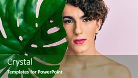  Presentation with simple green - PPT theme enhanced with young-man-wearing-woman-make background and a forest green colored foreground