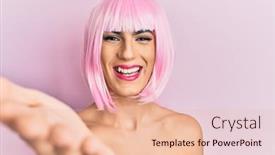  Presentation with pink business - Theme enhanced with young-man-wearing-woman-make background and a lemonade colored foreground