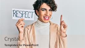  Presentation with respect - Audience pleasing slide set consisting of young-man-wearing-woman-make backdrop and a lemonade colored foreground