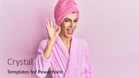  Presentation with fingers - Presentation theme consisting of young-man-wearing-woman-make background and a lemonade colored foreground