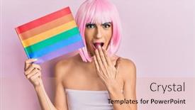  Presentation with lgbtq - Amazing slides having young-man-wearing-woman-make backdrop and a coral colored foreground