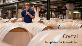  Presentation with wine industry - Colorful theme enhanced with young man wine tasting backdrop and a lemonade colored foreground