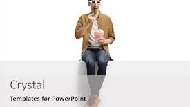  Presentation with popcorn - Slide deck having young-man-with-3d-glasses background and a white colored foreground