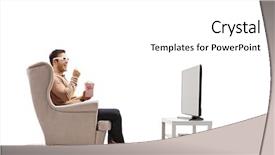  Presentation with elegant man in glasses optics - Audience pleasing presentation theme consisting of young man with 3d glasses backdrop and a white colored foreground