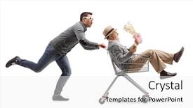  Presentation with elegant man in glasses optics - Cool new PPT layouts with young man with 3d glasses backdrop and a white colored foreground