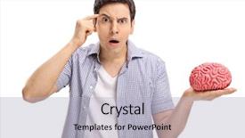  Presentation with brain - Colorful theme enhanced with young man with a brain backdrop and a light blue colored foreground