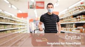  Presentation with mask - Cool new presentation design with young-man-with-a-medical backdrop and a coral colored foreground