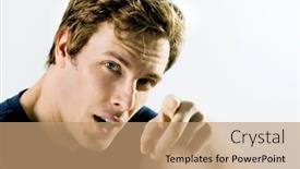  Presentation with look - Presentation theme having young-man-with-a-serious background and a coral colored foreground