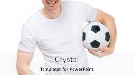  Presentation with soccer - Cool new PPT theme with young-man-with-a-soccer backdrop and a white colored foreground