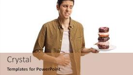  Presentation with white plate - Presentation theme enhanced with young-man-with-a-stomach background and a coral colored foreground