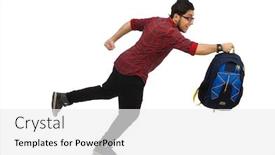  Presentation with paper bag vs plastic bags - PPT theme enhanced with young-man-with-bags-isolated background and a white colored foreground