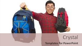  Presentation with paper bag vs plastic bags - Slide deck consisting of young-man-with-bags-isolated background and a coral colored foreground