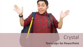  Presentation with white - Audience pleasing PPT theme consisting of young-man-with-bags-isolated backdrop and a coral colored foreground