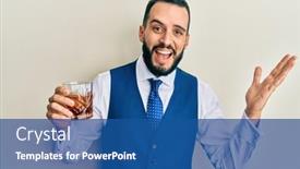  Presentation with whiskey - Beautiful presentation theme featuring young-man-with-beard-drinking backdrop and a ocean colored foreground
