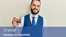  Presentation with whiskey - Amazing presentation design having young-man-with-beard-drinking backdrop and a ocean colored foreground