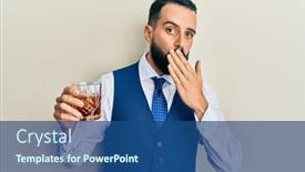  Presentation with whiskey - Amazing presentation theme having young-man-with-beard-drinking backdrop and a ocean colored foreground