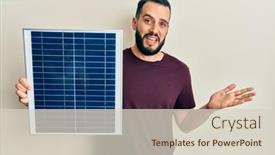  Presentation with solar panel - Presentation theme consisting of young-man-with-beard-holding background and a lemonade colored foreground