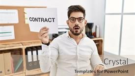  Presentation with contract - Theme consisting of young-man-with-beard-holding background and a  colored foreground