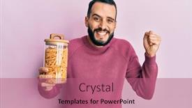  Presentation with beard - Presentation design with young-man-with-beard-holding background and a coral colored foreground