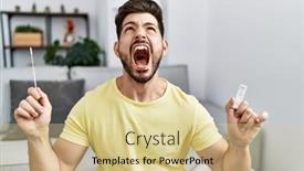  Presentation with coronavirus - Presentation theme with young-man-with-beard-holding background and a blonde colored foreground