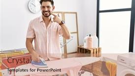  Presentation with ironing - PPT theme having young-man-with-beard-ironing background and a  colored foreground